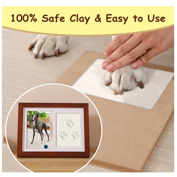 Pet Frame Dogs Cats Paw Print Custom Photo Clay Imprint Kit 6" x 4" NEW Kit - Picture 3 of 7